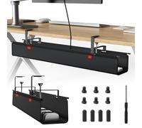 Yizhet Under Desk Cable Management Tray, 90cm / 36" No Drill Desk Cable Tidy with Clamp & Screw Mounting, Sturdy Oxford Fabric 600D for Hiding Wires Cord in Office or Home