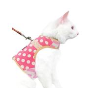 Yizhi Miaow Cat Harness and Leash - Escape Proof, Adjustable Cat Vest, Padded Stylish Jacket - Polka Dot Pink, X-Small