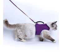Yizhi Miaow Cat Harness and Leash for Walking Escape Proof Breathable Mesh Fabric, Purple, XX-Large, Adjustable Cat Walking Jackets with Handle, Padded Stylish Cat Vest