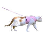 YIZHI MIAOW Cat Harness and Leash Set, Pink, Large | No Over-the-head, Easy On or OFF, for Average to Large Cat Walks, Vest Style, Adjustable, No Choke, Lightweight