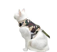 Yizhi Miaow Escape Proof Cat Harness with Leash Medium, Adjustable Cat Walking Jackets, Padded Cat Vest Camo