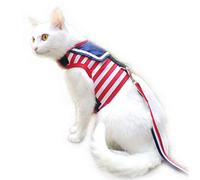 Yizhi Miaow Escape Proof Cat Harness with Leash Medium, Adjustable Cat Walking Jackets, Padded Cat Vest Sailor Suit Red