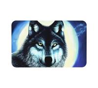 Yizhiyz Wolf Under Moon Diatomaceous Earth Mat 19.7x31.5 Inches, Absorbent, Quick-Drying, Wear-Resistant, Suitable for Bathroom and Kitchen.