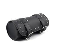 Yizilong 1pc Leather Motorcycle Tool Barrel Bag Roll Front Fork Handlebar Pouch Sissy Bar Storage Saddle Bags Black for Universal for Motorbike