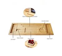 YIZISECCE Bathtub Caddy Tray, Large Storage with 5 Slots, Stretchable to 41 Inches, Nonslip Silicone Bottom, Premium Material, for Spa Bath Organizer, Multi-Functional Table