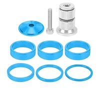 YIZISECCE Bicycle Headset Spacer, For Mountain Bike, Aluminium Alloy, 6pcs Set, Stem Spacers, Lightweight, Durable, Easy Installation, Handlebar Riser (Blue)
