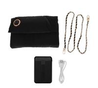 YIZISECCE Electric Hand Warmer, For Winter, Graphene Heating Tech, USB Powered, Foldable Design, with Digital Display, Shoulder Strap, Portable Hand Muff Pad (Black)
