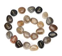 YIZISECCE Pebbles Polished Lettering Stones Small Decorative Ornamental River Rocks for Meditation Divination