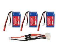YIZISECCE RC Helicopter Battery, for WLtoys V913, 7.4V 1100mAh LiPo, 3 in 1 Conversion Cable, Long Lasting Power, Enhanced Flight Performance, Durable Design, Reliable Replacement,