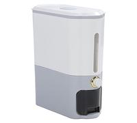 YIZISECCE Rice Dispenser with Lid PP 11kg High Temperature Press Type Sealed Rice Storage Container for Grains Beans (Light Grey)