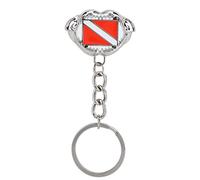 YIZISECCE Zinc Alloy Durable Diving Theme Scuba Dive Flag Metal Key Chain Keychain Keys Ring (Style B)