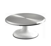 Yizish Cake Stand Aluminum Alloy 12 inch Revolving Cake Turntable Decorating Kits for Baking, Pastries and Cupcakes (White)