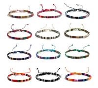 YIZITU 12Pieces Beautiful Multicolor Collection Soft Fabric Artistic Wristband Jewelry for Stylish Individuals
