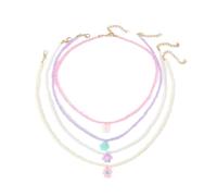 YIZITU 4Pcs Beaded Necklace Rice Bead Flower Necklace Beach Necklace Jewelry Suitable For Ladies Girls