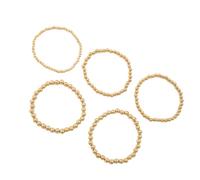 YIZITU 5 Piece Alloy Beaded Set Adjustable Length For Women Silver Gold Fashionable Jewelry Wedding Accessories Shimmering Metal Beaded Arm Candy
