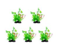 YIZITU 5PCS Fishtanks Decors Artificial Green Plant With Base Natural Lookings Water Grass For Home Office Aquariums Ornament Underwater Plant Decoration
