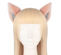 YIZITU Adult Children Rhinestone Ears Shape Headband Plush Hair Hoop Live Broadcast Rave Christmas Cosplay Party Headpieces