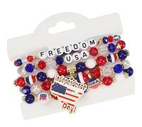 YIZITU Artificial Crystal Charm Adjustable Handmade Wrist Jewelry Beaded For Any Occasion Independence Day Wrist Jewelry