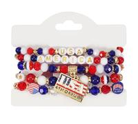 YIZITU Artificial Crystal Charm Adjustable Handmade Wrist Jewelry Beaded For Any Occasion Independence Day Wrist Jewelry
