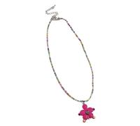 YIZITU Beaded Necklace Fashion Smiling Face Flower Pendant Neck Chain Adjustable Cool Girls Neck Jewelry Clavicle Chain Smiling Face Beaded Necklace Flower Shaped Pendant Neckchain Sweet And Cool