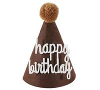 YIZITU Brown Coffee Bear Baby Birthday Hat Shower Party Decoration Pom Pom Peaked Adjustable Size For 1st 2nd 3rd Years Old Celebration Supply