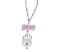 YIZITU Candlestick Pendant Choker Necklace Stylish Bowknot Collarbone Chain Stand Neckchains Jewelry Ornaments Vintage Handmade Choker