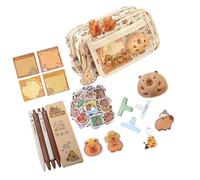 YIZITU Cartoon Animal Pencil Case Large Capacity Pencil Holders Brooch Multi-Layer Pen Bag Pencil Pouches School Supplies Pencil Case Lovely Capybara Pen Case Brooch Pencil Pencil Bag for Student