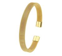 YIZITU Contemporary Open End Stainless Steel Bangle Featuring Mesh Pattern Unisex Daily C Shaped Bangles Accessory Modern Stainless Steel Bangle For Daily Wear