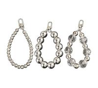 YIZITU Contemporary Silver Sphere Keychain Beautiful Beaded Bag Decoration Silver Sphere Key Accessory for Fashion Lover Key Rings