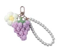 YIZITU Crocheted Key Rings with Vibrant Wool Grape and Flower Pendant Elegant Beaded Rings Keychain Decoration for and Purses