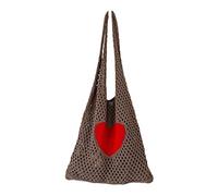 YIZITU Delicate Handbag Heart Knitted Bag Hollow Shoulder Bag Large Capacity Tote Stray All-match For Street Handbag