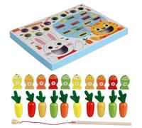 YIZITU Early Learning Carrot Harvesting And Fishing Game Wood Educational Color Matching Toy For Preschool Fine Motor Skill Wooden Shape Sorting Learning Game