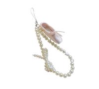 YIZITU Elegant Ballet Slipper Keyring Sturdy Fabric Fashion Accessory with Sturdy Pearls Accent for Bags Daily Decoration