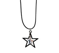 YIZITU Elegant Black Star Pendant Necklace Punk Hip Hop Star Charm Earring Unique Star Earring Eye Catching Choker Sweet Cool Star Clavicle Chain Necklace Daily Wear Necklace