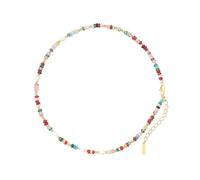 YIZITU Elegant Colorful Beads Stone Necklace Ornament For Trendy Women Natural Pearls On A Gold Clavicle Chain Personalize Styles Necklace