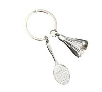 YIZITU Elegant Tennis Racket Shaped Keychain Sport Keyring Sports Key Ornament Alloy Texture Present for Athletes Sports Fan