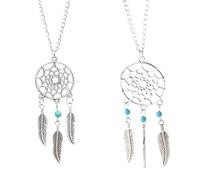 YIZITU Fashion Dream Catcher Pendant Necklace Women Dangling Leave Charms Filigree Tribal Necklaces Jewelry Decor Girl