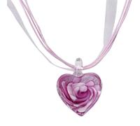 YIZITU Fashion Glass Heart Pendant Necklace Elegant Rose Flower Collar Choker Temperament Necklaces Neck Chain Valentines Day
