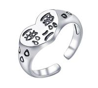 YIZITU Fashionable Expressive Crying Emoticon Heart Rings Sturdy Alloy Construction Trendy Unisex Daily Wear Accessory Expression Sad Face Jewelry