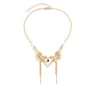 YIZITU Fashionable Heart Pendant Necklace with Fringe Beautiful Water Chain Neck Chains Jewerly for Women Daily Wear Necklace