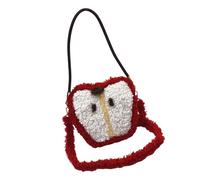 YIZITU Festival Faux Lamb Wool Fruit Shape Shoulder Bag For Christmas Celebrations Zippered Handbag Plush Furry Crossbody Purse Christmas Fruit Shape Crossbody Bag