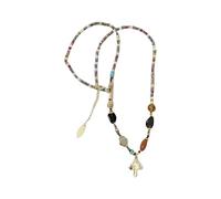 YIZITU French Vintage Natural Stone Beaded Necklace Unique Sunrises Mushroom Pendant Handmade Winter Jewelry For Women Gift Vintage Inspired Mushroom Jewelry Gift