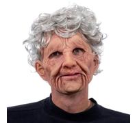 YIZITU Full Face Latex Christmas Halloween Party Dress Up Grandfather Hat Women Men Costume Head Cover Cosplays Latex Headgear