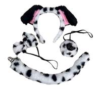 YIZITU Halloween Dog Cosplay Costume Dog Ear Headband Tail Nose Bowtie Kids Animals Cosplay Set Halloween Animal Dress Up Set
