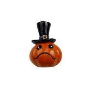 YIZITU Horror Smiling Grin Pumpkin Miniature Figurine Dark Aesthetic Resins Craft Halloween Table Centerpieces Home Decors Gift Halloween Party Supplies