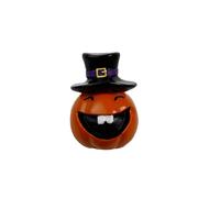 YIZITU Horror Smiling Grin Pumpkin Miniature Figurine Dark Aesthetic Resins Craft Halloween Table Centerpieces Home Decors Gift Halloween Party Supplies