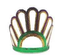 YIZITU Mardi Gras Sparkling Crown Headpiece For Carnivals Festive Celebrations Multicolor Sparkly Sequins Mardi Gras Crown Mardi Gras Crowns For Adults
