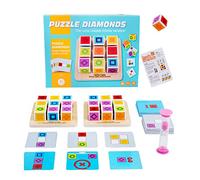 YIZITU Matching Cube Board Game Puzzle Building Block Battle Teaser Educational Toy For Kids 3 4 5 6 Years Old Puzzle Building Block Matching Game Wood Board Toy