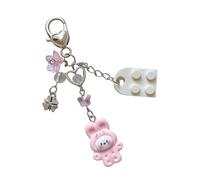YIZITU Matching Heart Keychains Adornment Lovely Animal Heart Bricks Keychains Unique Keyrings Pendant Charm for Couples