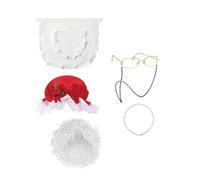 YIZITU Mrs. Clause Hat Santa Hair Eyeglasses Necklace Apron Set Santa Cosplay Costume For Kids Girl Women Christmas Birthday